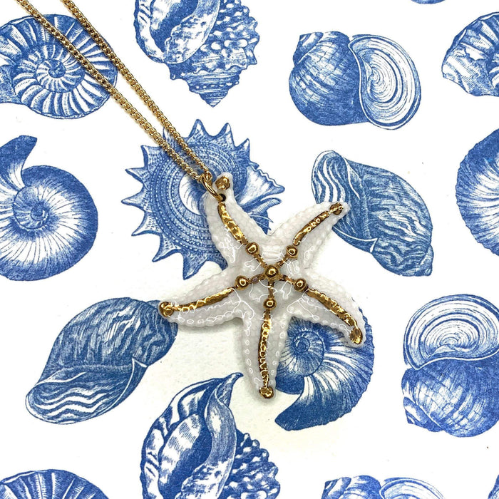 White Starfish Pendant Necklace by AndMary Porcelaine - The Hirst Collection