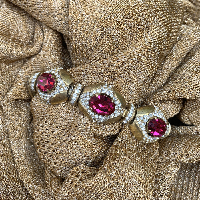 Hot Pink Crystal gold bracelet - The Hirst Collection