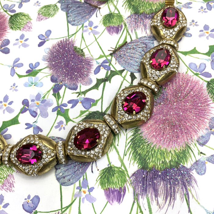Hot Pink Crystal gold bracelet - The Hirst Collection