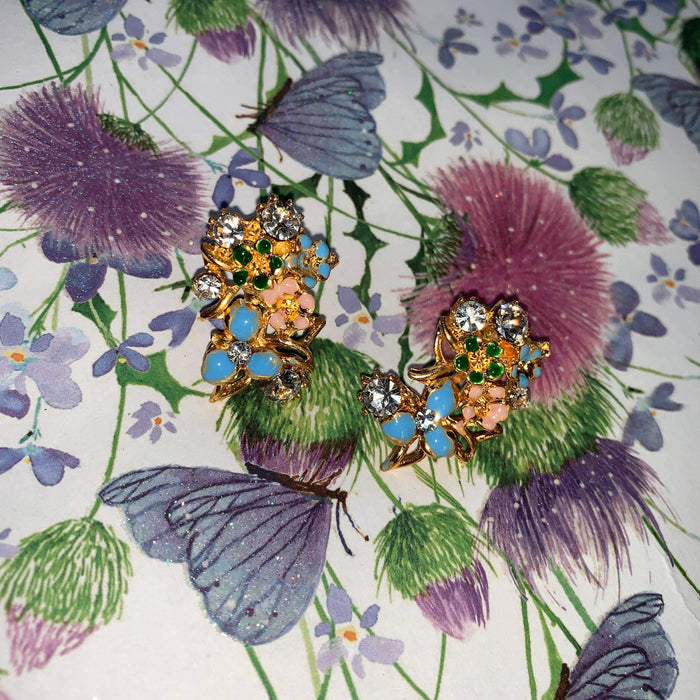 multicoloured enamel floral earrings - The Hirst Collection