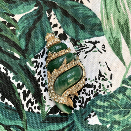 Kenneth Jay Lane Green Shell Brooch - The Hirst Collection