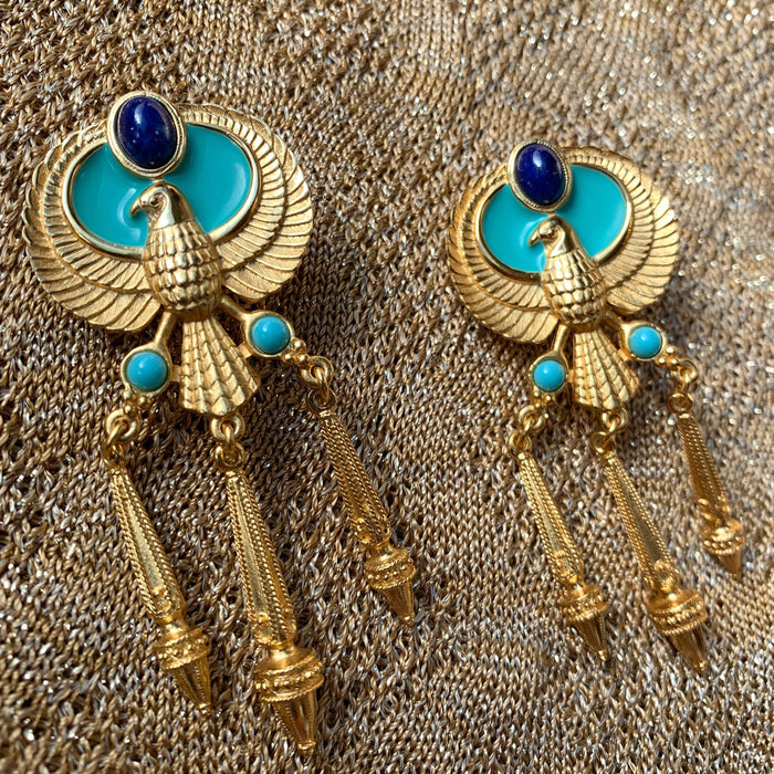 Egyptian Earrings by Elizabeth Taylor for Avon Turquoise - The Hirst Collection