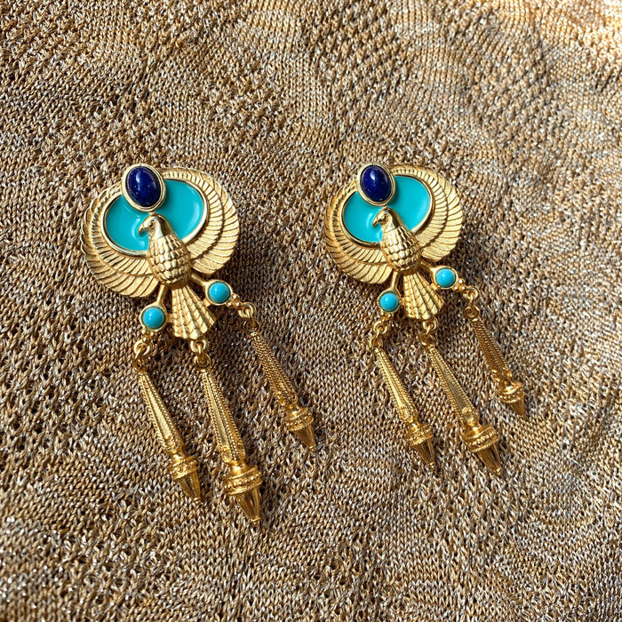 Egyptian Earrings by Elizabeth Taylor for Avon Turquoise - The Hirst Collection