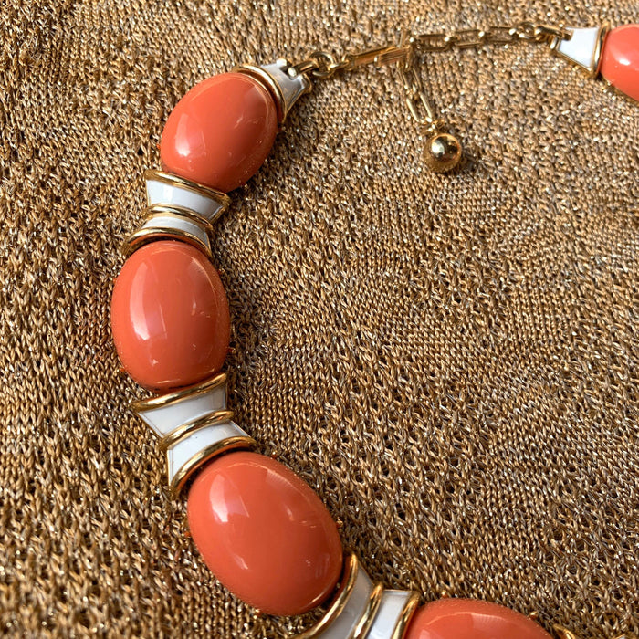 Coral and white Trifari necklace - The Hirst Collection