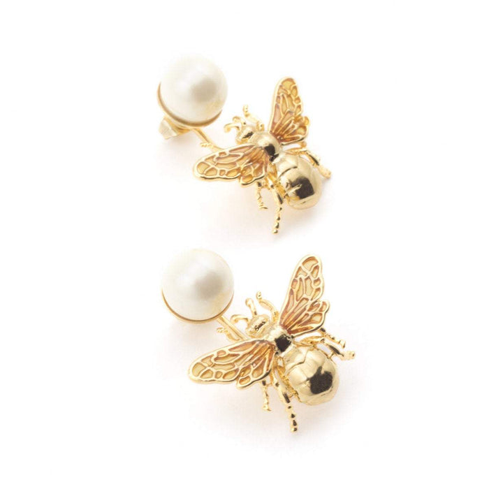 Bee Pearl Earrings by Bill Skinner Gold Plate - The Hirst Collection