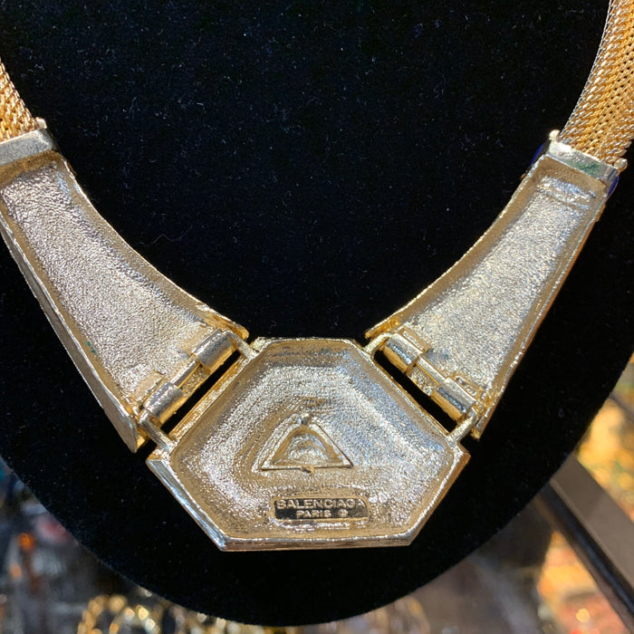 Balenciaga Necklace Blue Enamel Art Deco - The Hirst Collection