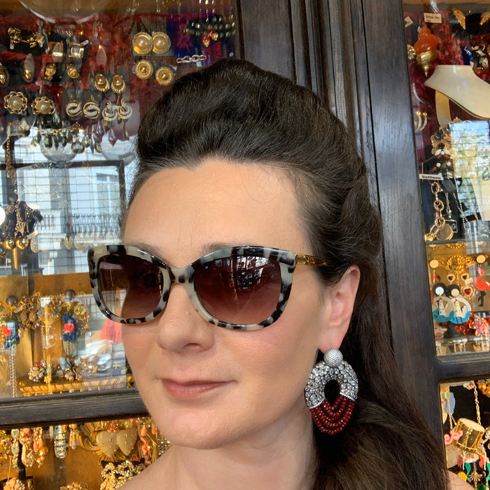 Ruby Crystal Statement Hoop Earrings - The Hirst Collection