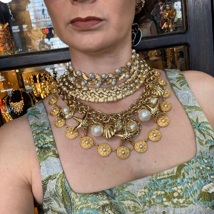 Trifari Pearl Acorn Garland Necklace Vintage - The Hirst Collection