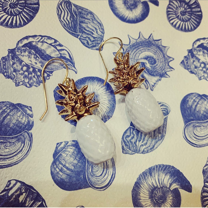 Pineapple Earrings White Gold by AndMary - The Hirst Collection