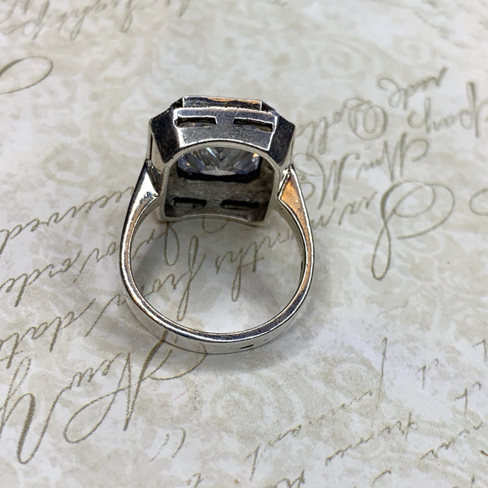 Crystal Queen solitaire silver Marcasite ring - The Hirst Collection