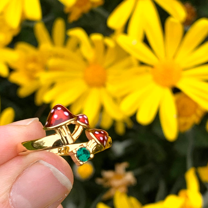 Toadstool Open Ring by Bill Skinner Mushroom Red Enamel - The Hirst Collection