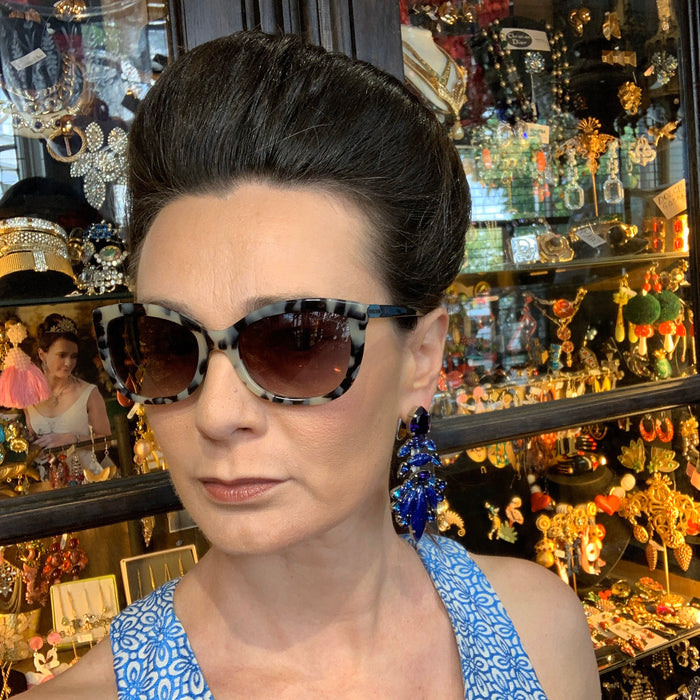 Lapis Vintage Glass Statement Earrings by Frangos - The Hirst Collection