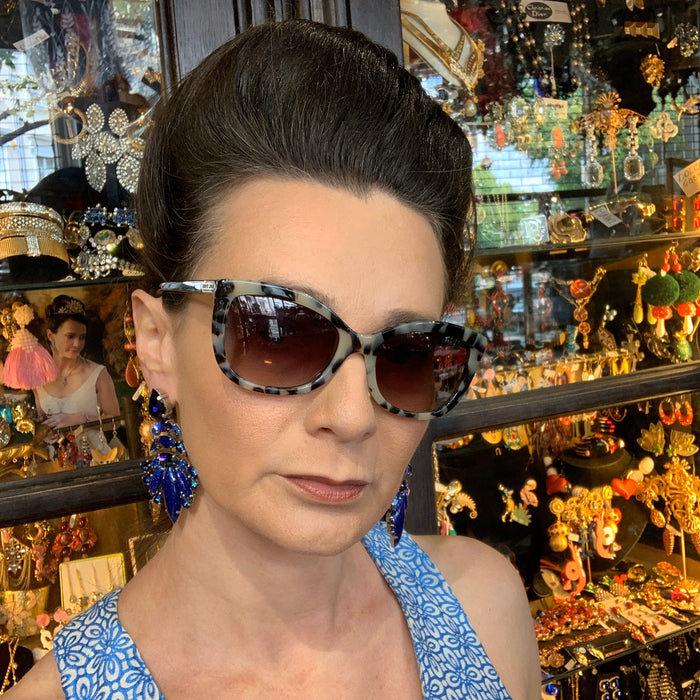 Lapis Vintage Glass Statement Earrings by Frangos - The Hirst Collection