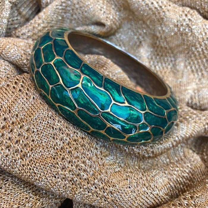 Mawi Green Cuff Bracelet Snakeskin effect - The Hirst Collection