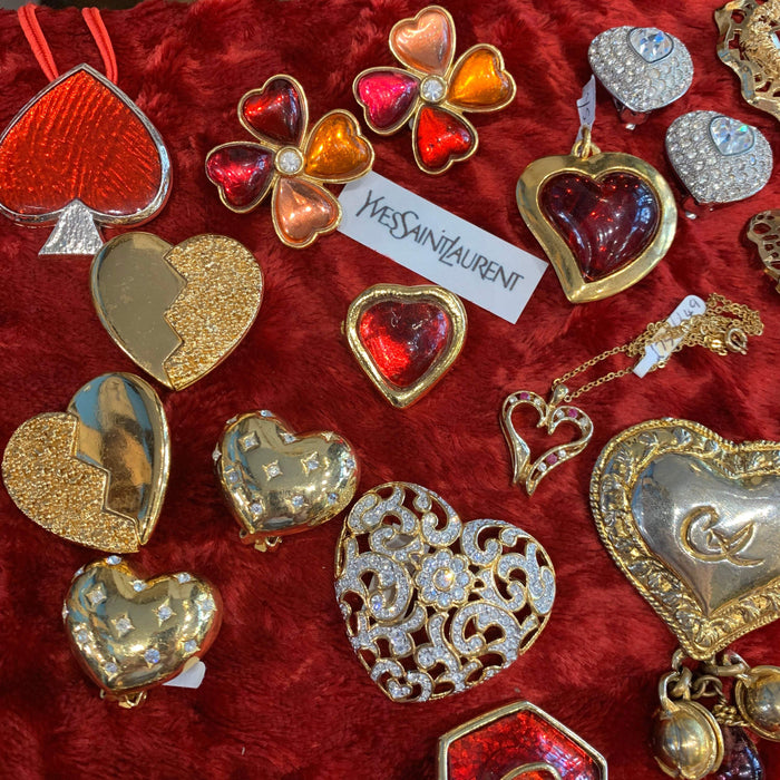 Vintage YSL Heart Earrings Gold Yves Saint Laurent - The Hirst Collection