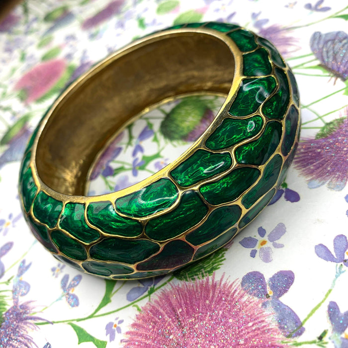 Mawi Green Cuff Bracelet Snakeskin effect - The Hirst Collection