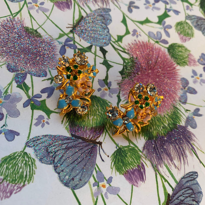 multicoloured enamel floral earrings - The Hirst Collection
