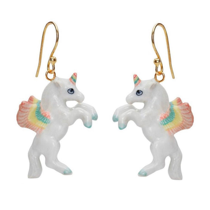 Flying Unicorn Pastel Rainbow earrings by AndMary - The Hirst Collection