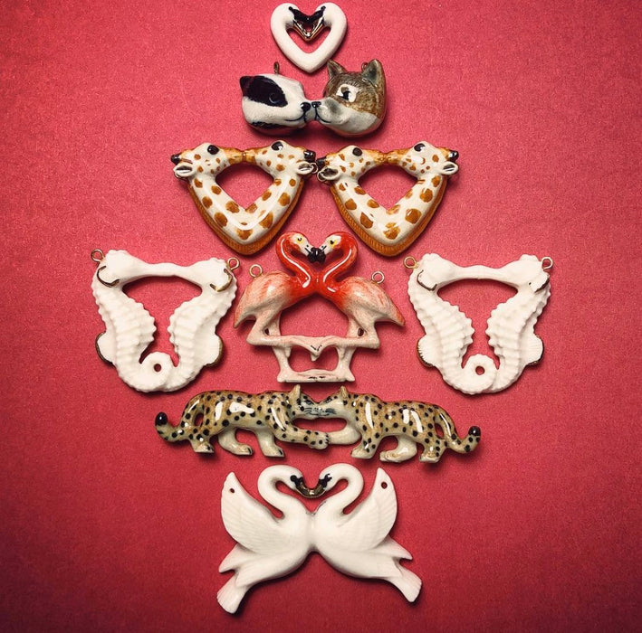 White Kissing Swan Necklace by AndMary - The Hirst Collection