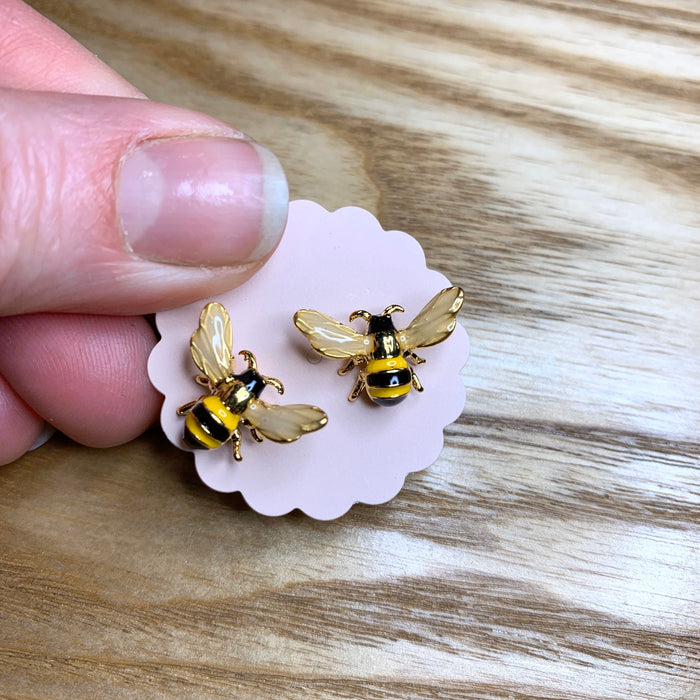 Enamel Bee Stud Earrings - The Hirst Collection