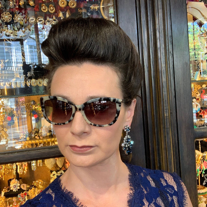 Sapphire Earrings Blue Crystal Statement Chandelier Pierced - The Hirst Collection