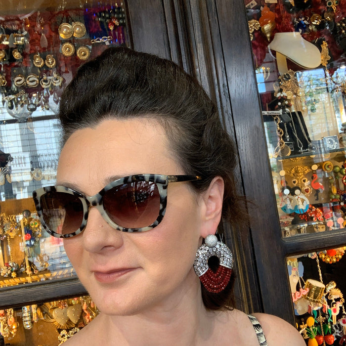 Ruby Crystal Statement Hoop Earrings - The Hirst Collection