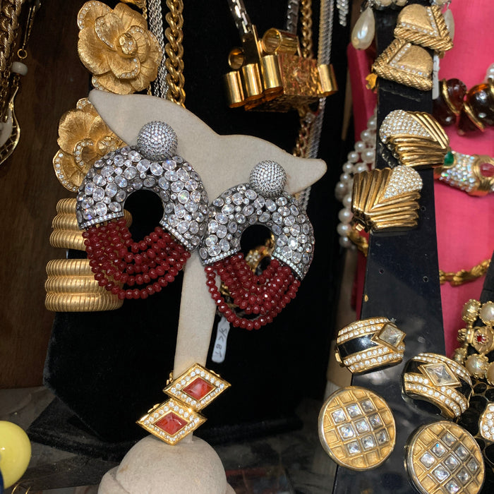 Ruby Crystal Statement Hoop Earrings - The Hirst Collection
