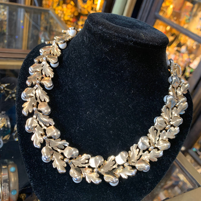 Trifari Pearl Acorn Garland Necklace Vintage - The Hirst Collection