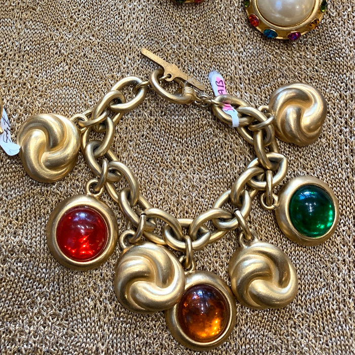 Anne Klein Charm Bracelet Gold Statement Multicoloured Stones - The Hirst Collection