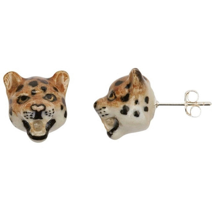 Roaring Leopard Stud Earrings Porcelaine by AndMary - The Hirst Collection