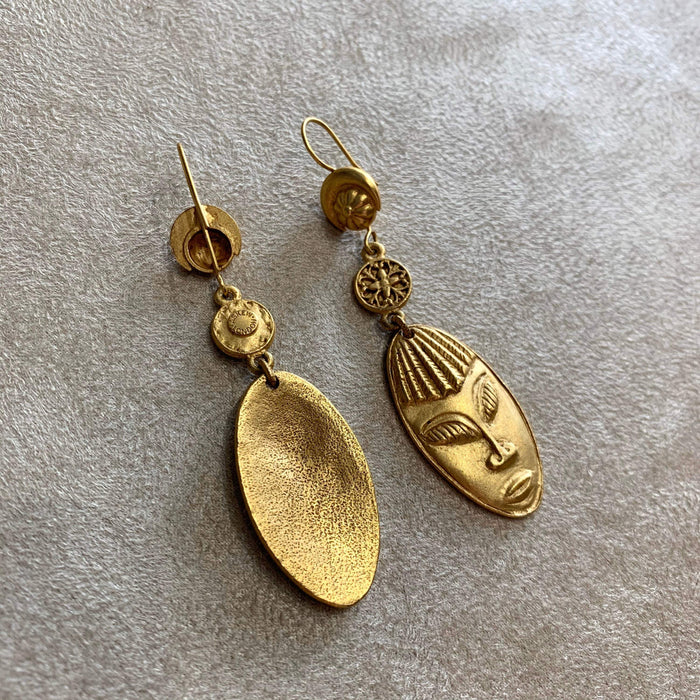 Face Earrings Askew London Gold Plated - The Hirst Collection