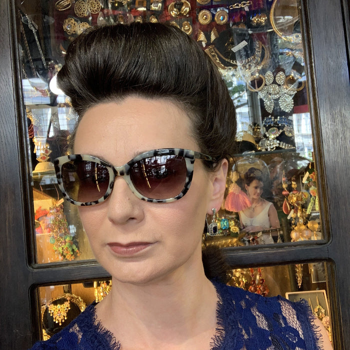 Sapphire Crystal Square drop Earrings - The Hirst Collection