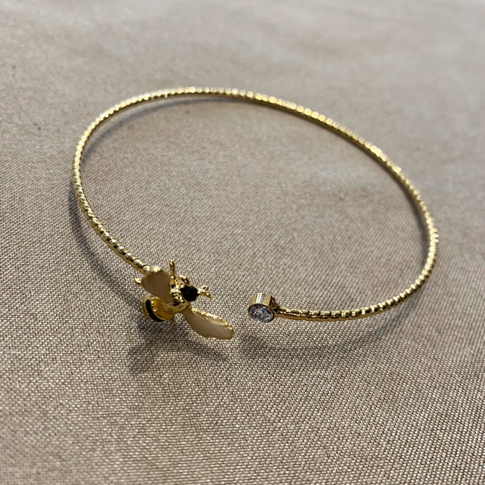 Bee open bangle gold plated crystal - The Hirst Collection