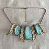 Mint Green Necklace Statement Feathers gold plated - The Hirst Collection
