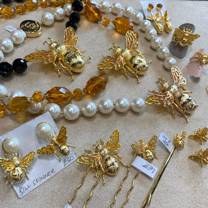Bee Pearl Earrings by Bill Skinner Gold Plate - The Hirst Collection