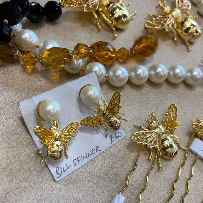 Bee Pearl Earrings by Bill Skinner Gold Plate - The Hirst Collection