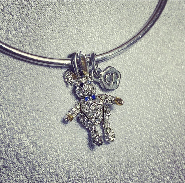 Bunny Rabbit Charm Bangle Bracelet Crystal by Bill Skinner - The Hirst Collection