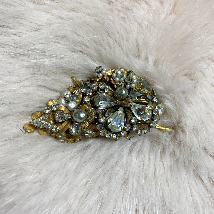 Miriam Haskell Clear crystal vintage brooch bridal vintage wedding - The Hirst Collection
