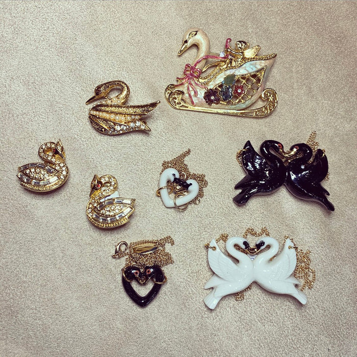 White Kissing Swan Necklace by AndMary - The Hirst Collection