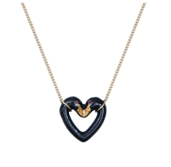 Black Swan Heart Pendant Necklace  by And Mary - The Hirst Collection