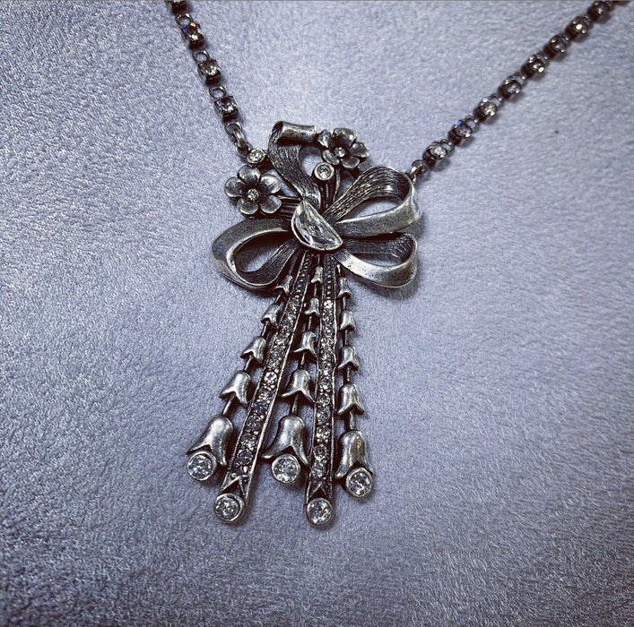 Askew London Bow Crystal necklace  silver plated - The Hirst Collection