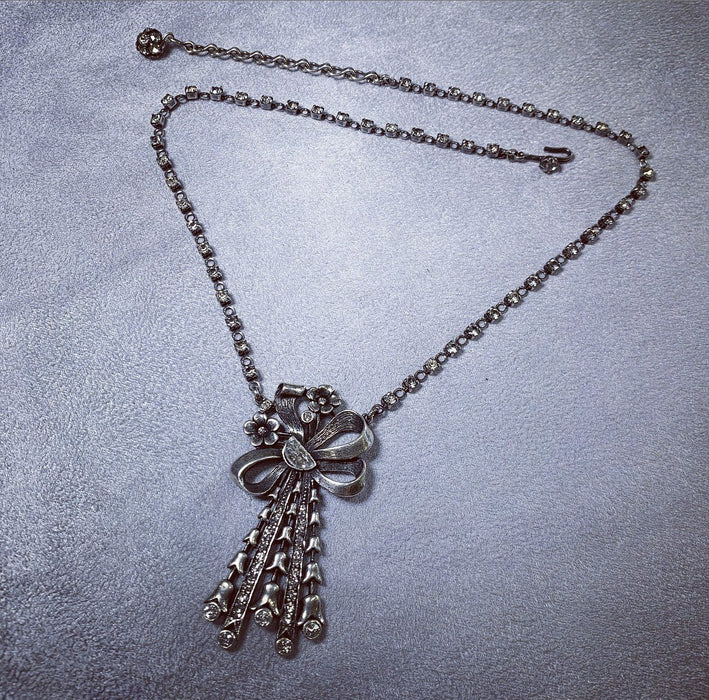 Askew London Bow Crystal necklace  silver plated - The Hirst Collection