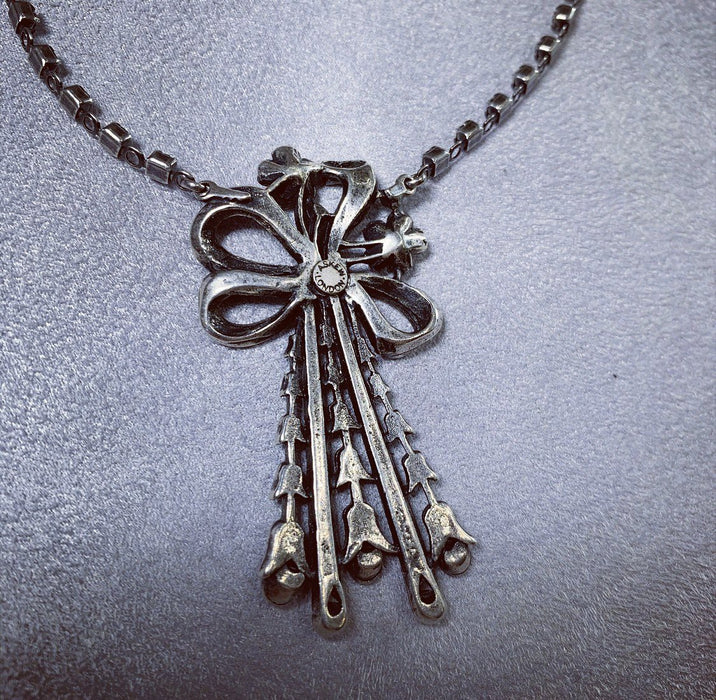 Askew London Bow Crystal necklace  silver plated - The Hirst Collection