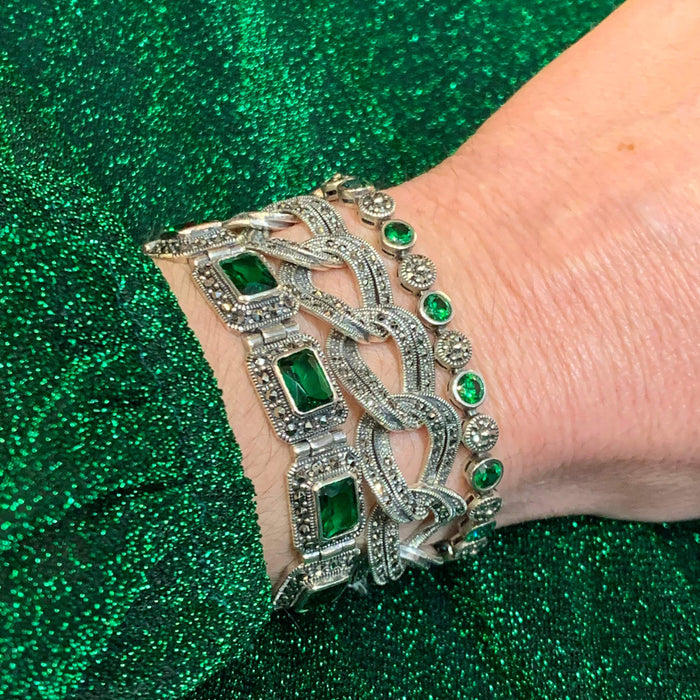 Marcasite Silver Thick Chain Bracelet - The Hirst Collection