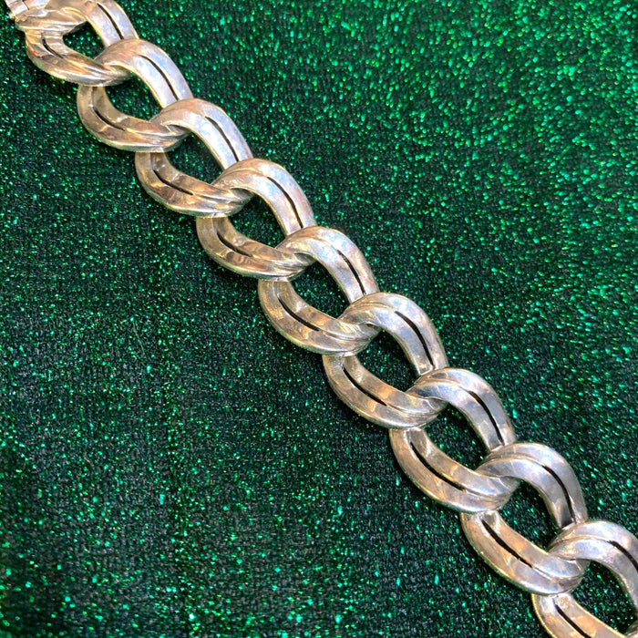 Marcasite Silver Thick Chain Bracelet - The Hirst Collection