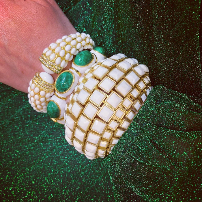 Vintage Jade green and white bracelet by Robert - The Hirst Collection