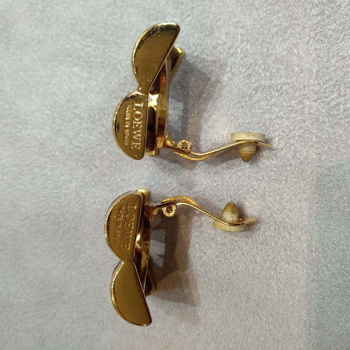 Loewe Brown leather earrings croc effect - The Hirst Collection