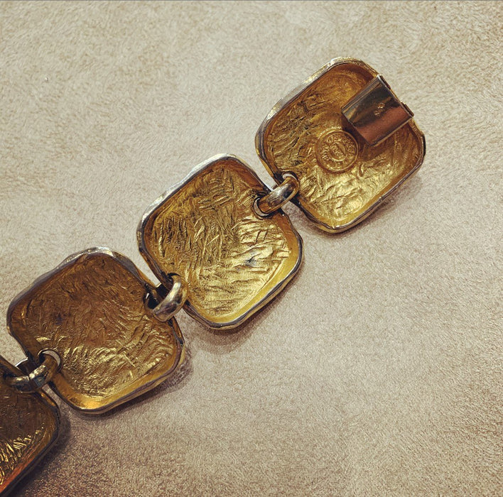 Vintage Edouard Rambaud Bracelet Yellow Red Crystal Gold - The Hirst Collection