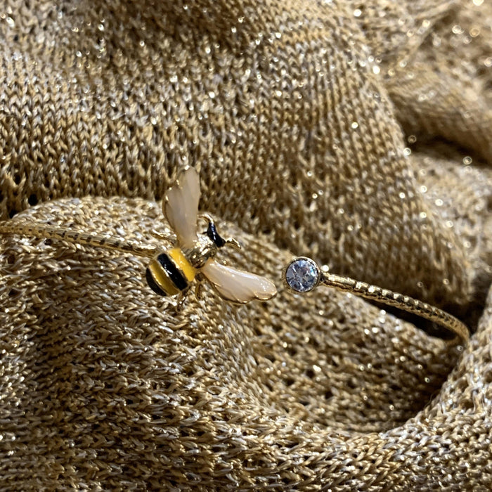 Bee open bangle gold plated crystal - The Hirst Collection