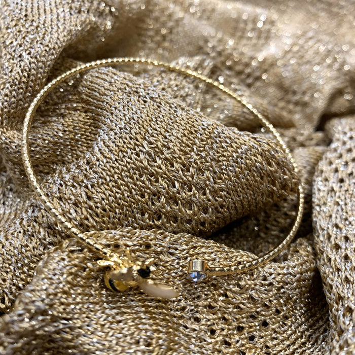Bee open bangle gold plated crystal - The Hirst Collection